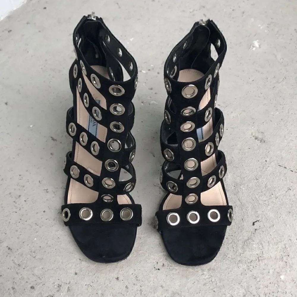 Prada rivet heeled sandals 